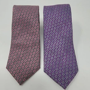 ZENIO Slim Textured Floral Ties - English Violet and Purple Drab - Microfiber - Picture 1 of 11