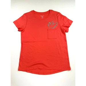 Girls Coral Colored Tee with Bird Embroidery - 10/12 - Picture 1 of 3