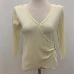 Joseph A Women's Knit Top Medium Ivory Faux Wrap NWT - Picture 1 of 8