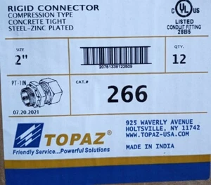 Estuche de 12 topacios 266 conector rígido de compresión de 2", concreto hermético acero-zinc - Imagen 1 de 2