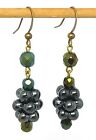 Vintage 1940s gun metal grey and AB glass bead earrings to match deco necklaces
