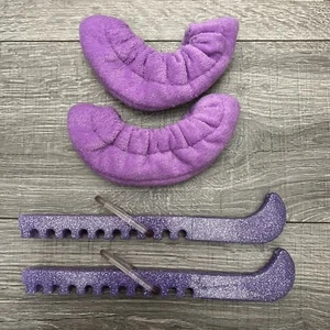 Ice Skate Blade Guards Purple Sparkly Glitter Adjustable Blade Covers - Picture 1 of 10