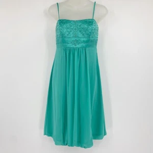 David's Bridal Chiffon Bubble Dress Bridesmaid Prom Dress Beaded Aquamarine Sz 4 - Picture 1 of 4