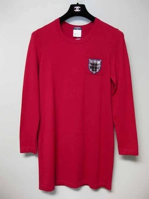$2020 Chanel NUEVO CC Logo Tartán Escudo a Cuadros Rojo Lana Fina Tejido Vestido 38 13A Foto 1 de 4