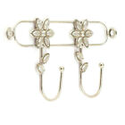STUNNING FLOWER 2 HOOK KEY TIDY, SILVER WITH CLEAR GLASS BEADS, ART 421225