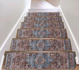 15 Stück Rutschfeste Treppenstufen Gummirücken Treppenläufer, 8” x 30” Teppiche - Bild 1 von 9