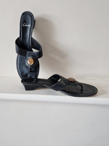 Sandali bassi donna clarks neri con decorazione in pietra misura 7 d