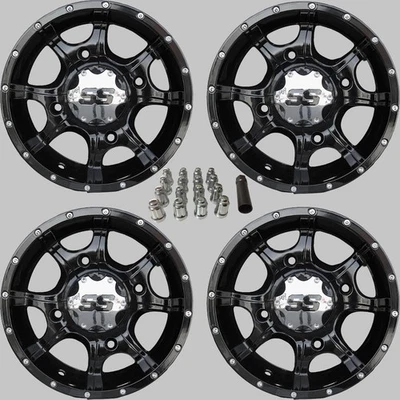POLARIS RZR 900 12" COBRA BLK ATV / UTV ALUMINUM WHEELS ( SET 4 )  POL10K - Image 1 of 4