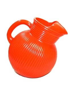 Vintage Hazel Atlas 1950s Fine Rib Tilted Ball Glass Pitcher w/ Ice Lip - Picture 1 of 6