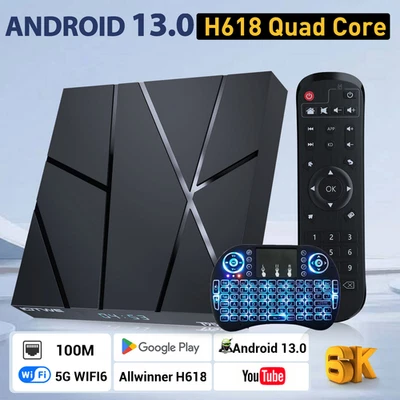 Android14 TV BOX 4+128GB Smart 8K HD 5G WIFI Bluetooth Media Player Quad core DE - Bild 1 von 4