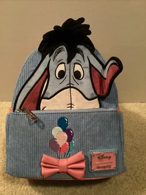 LOUNGEFLY DISNEY EEYORE CORDUROY BALLOON MINI BACKPACK ~ WITH TAGS~ BRAND NEW~ - Image 1 of 4
