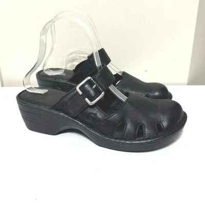 Born Women’s Black Leather Slip On Mary Jane Mule Clog Buckle Accent Size 9  - Image 1 of 4