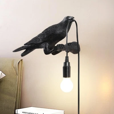 Raven Table Lamp, Gothic Crow Lamp, Adjustable Birds Table Light, Wall Sconce... - Image 1 of 4