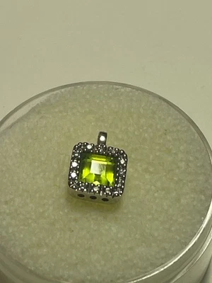 Gabriel & Co (12) Diamonds & Green Peridot Pendant 14k Gold #207418 - Image 1 of 4