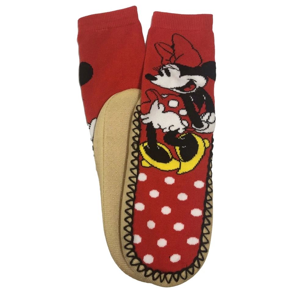Disney Womens Red Polka Dot Minnie Mouse Slipper Socks Slippers S-M - Image 1 of 1