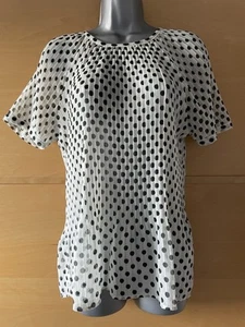 BNWT River Island Longline Sheer Spotty/Spotted Floaty Pleated Top, size UK 8 - Picture 1 of 6