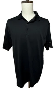 Nike Golf Shirt Mens Large Black Short Sleeve Invesco Logo Polo Preppy - Picture 1 of 10