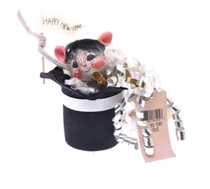 Annalee Doll 1998 New Years Mouse 7" Black Top Hat New w/ Tag  - Picture 1 of 4