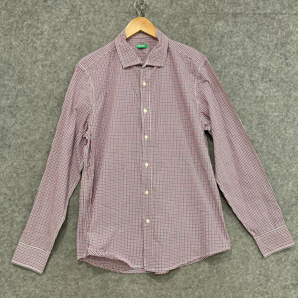 Рубашка мужская United Colors of Benetton размер XL разноцветная клетчатая с длинным рукавом 51822 - Изображение 1 из 4