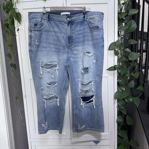 Kancan Jeans Womens Size 20 Blue Distressed Boyfriend High Rise Relaxed - Picture 1 of 9