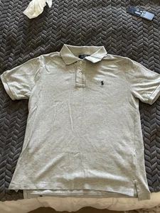 Polo Ralph Lauren Boys Classic Fit Grey Polo Shirt Size Large 14-16 Cotton Logo - Picture 1 of 6