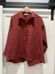 🌎 Habitat Striped Tunic Top / Shirt - Red & Black - Lagenlook - Women’s Large - Picture 1 of 9