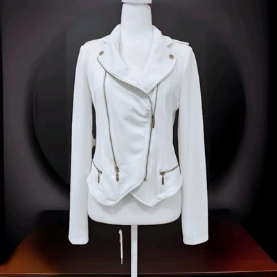 By Windsor White Blazer Coat Jacket Long Sleeves.  Sz L  W/Zippers - Image 1 of 4