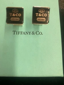 Tiffany & Co Sterling Onyx cuff links - Picture 1 of 7