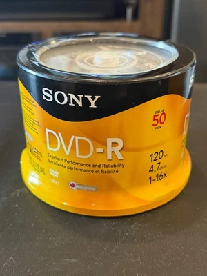 SONY DVD-R 50 Pack 120 Minutes 4.7 GB Blank Media Disc Sealed New - Image 1 of 2