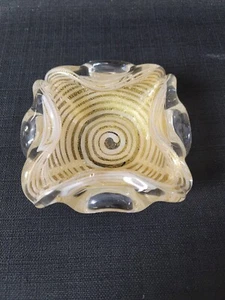 Vtg Murano Gold Fleck Ashtray - Picture 1 of 10