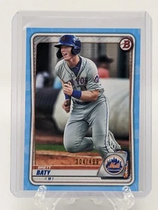 Papel Bowman Prospects 2020 Brett Baty #BD-184 azul cielo #304/499 New York Mets - Imagen 1 de 2