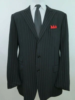 Chaqueta Blazer Ralph Lauren Etiqueta Púrpura Hombres Negro Rayas Italiana Abrigo Deportivo 42 L Foto 1 de 4