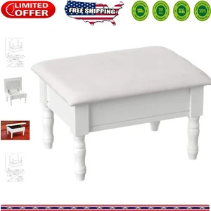 Queen Anne Style White Footstool with Comfortable Storage - Perfect for Any Room - Picture 1 of 10