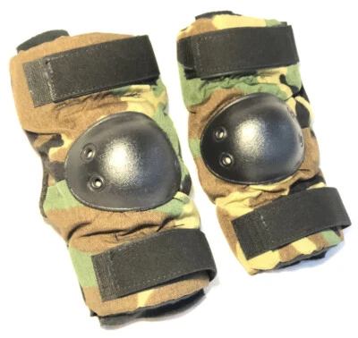 GENUINE US MILITARY ISSUE / SURPLUS NEW BIJAN'S L WOODLAND BLACK HARD CAP USMC US MILITARY TACTICAL ELBOW PADS PAD