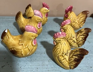 Vintage Hens And Rooster Salt and Pepper Shakers Farmhouse Decor 3 Sets - Picture 1 of 6