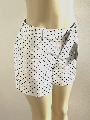 NWT TOMMY HILFIGER WOMEN BLACK WHITE POLKA DOT SKY CAPTAIN SHORTS SIZE 6 - Image 1 of 3