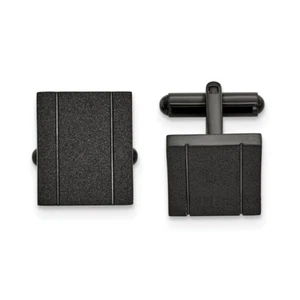 Stainless Steel Polished Black IP-plated Laser cut Cufflinks - Picture 1 of 3