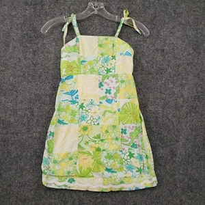 Lilly Pulitzer Dress Youth 8 Girls Green Mini Kailua Patchwork Floral A Line - Picture 1 of 16