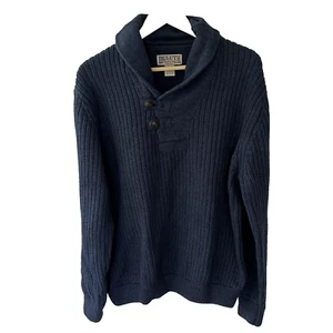 Duluth Trading Men's High Neck Infantry Sweater Size XL Blue Ribbed Cotton Wool* - Picture 1 of 5