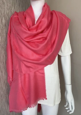 HUGO BOSS Laine Vierge & Soie Écharpe 200cm x 82cm Fabriqué En Italie Détail - Photo 1/4