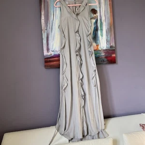 Ramy Brook S-M grau Maxikleid vorne Rüschen Gürtelfutter/ tolles Geschenk  - Bild 1 von 11