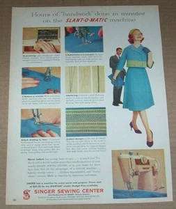 1960 print ad page - Singer sewing machines Vintage fashion lady ADVERTISING - Picture 1 of 1
