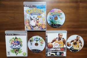 Lot of 3~PS3~NBA LIVE '08~THE SIMS 3~CARNIVAL ISLAND~Tested~VG Discs~(see notes)