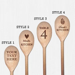 Personalised Engraved Wooden Mixing Spoon Cooking Utensil, any text or message - Picture 1 of 5