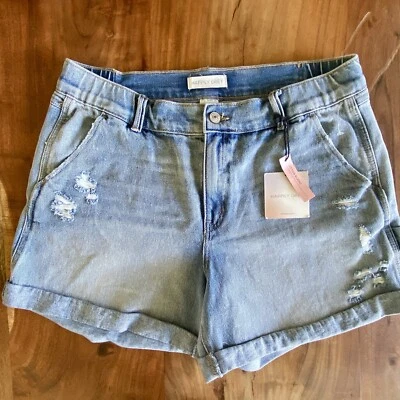 Pantalones Cortos Gris Happily Para Mujer 11 30 Jeans Desgastados Deshilachados Grunge Boho Denim Nuevo con Etiquetas Foto 1 de 4