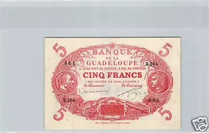 Guadeloupe 5 Francs Law 1901 (1934-1945) X.264 N° 661 Pick 7c - Picture 1 of 2