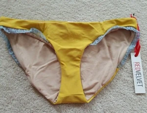 Nuevo con etiquetas Parte inferior de bikini de terciopelo rojo Diana encaje parte inferior de bikini talla grande - Imagen 1 de 5