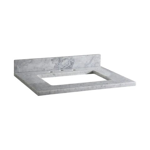 31 Inch Stone Top for Rectangular Undermount Sink-Carrara White Finish Cover