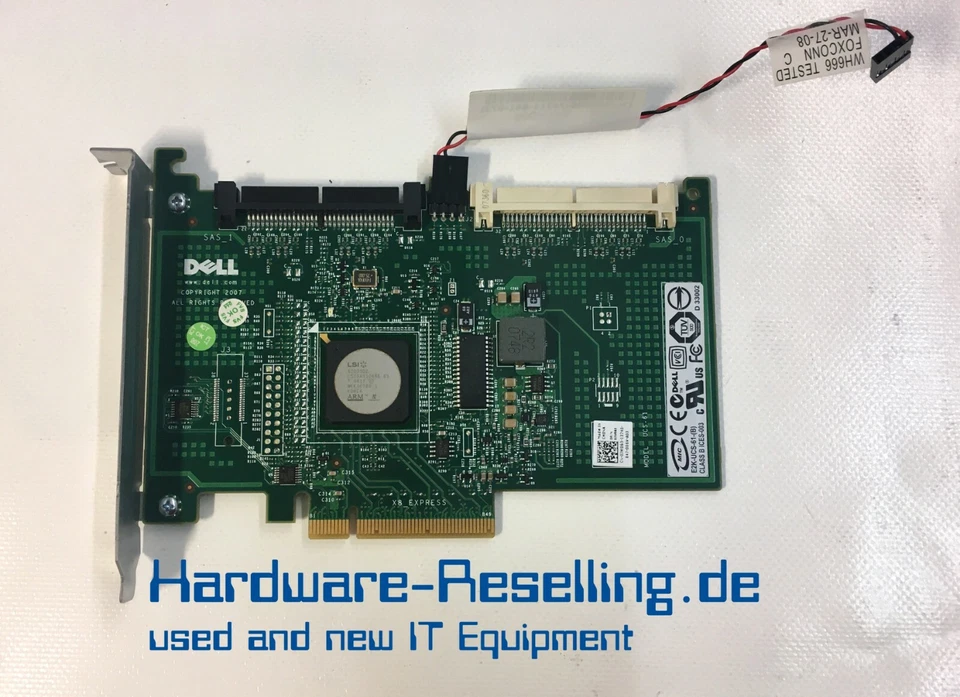 Dell 6 / Ir SAS Raid Controllore Pci-E x8 con Cavo Raid Level 1/0 P/N 0JW063 - Immagine 1 di 1