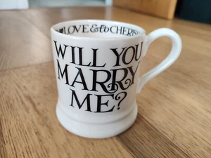 Emma Bridgewater 0.5 1/2 pint mug WILL YOU MARRY ME wedding proposal BLACK TOAST - Picture 1 of 2
